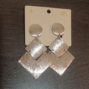 Elegant Geometric Silver Clip On Earrings